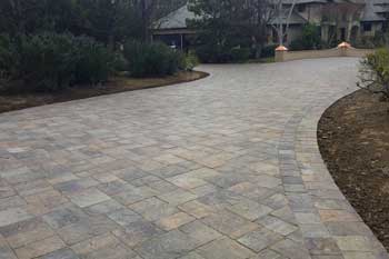 New decorative paver driveway at a home in Anne Arundel County, MD.